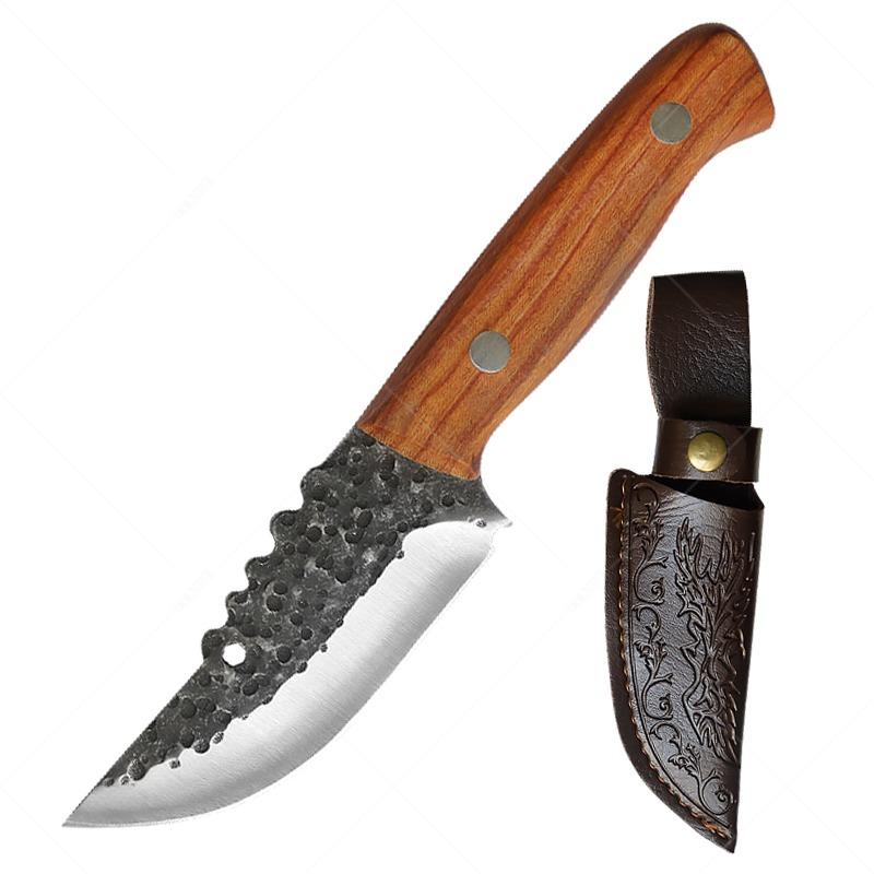 

Нож для обвалки из нержавеющей стали, ручной ковки, высокой твердости, нож для мяса, рыбы и овощей, зазубренная задняя часть ножа с чехлом для удобного хранения кухонных ножей 1pcs with cover