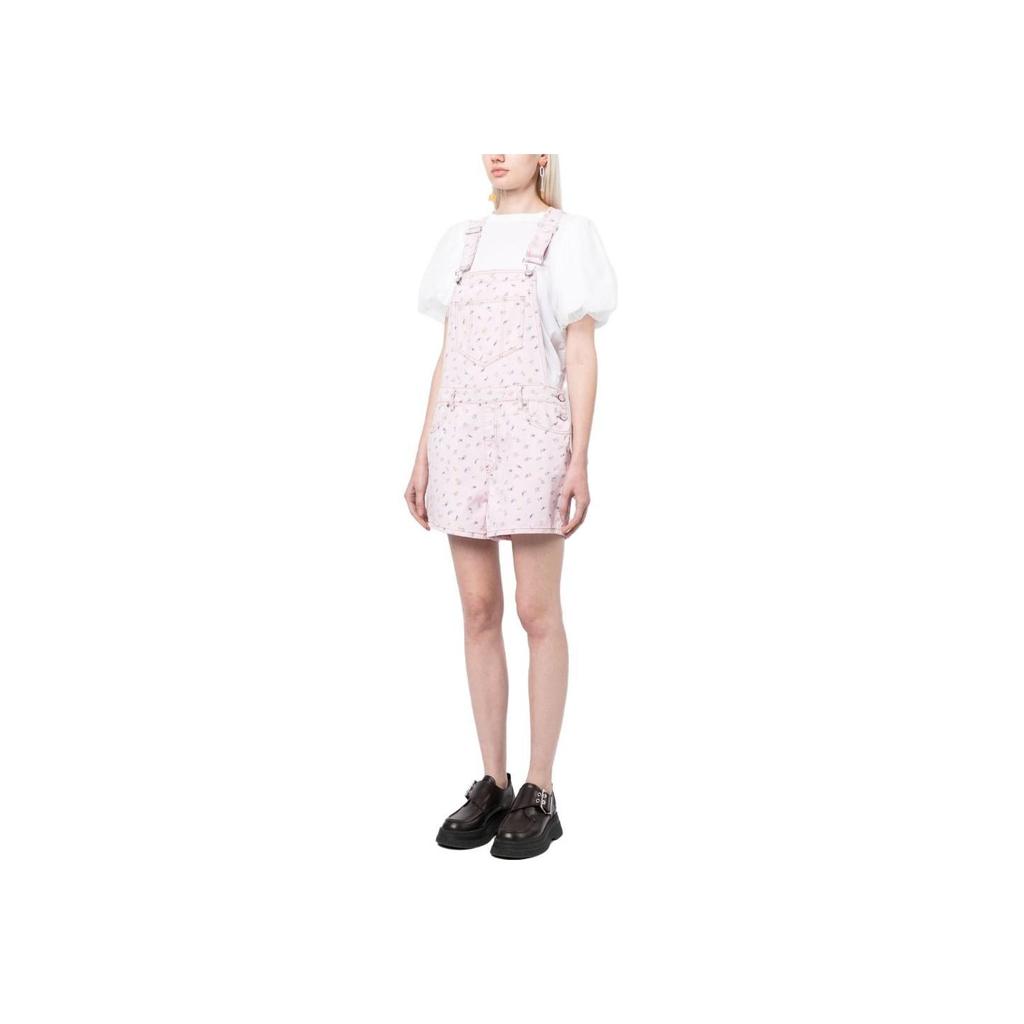 Ganni Floral Print Short Overalls Women overalls Light-Pink J1214