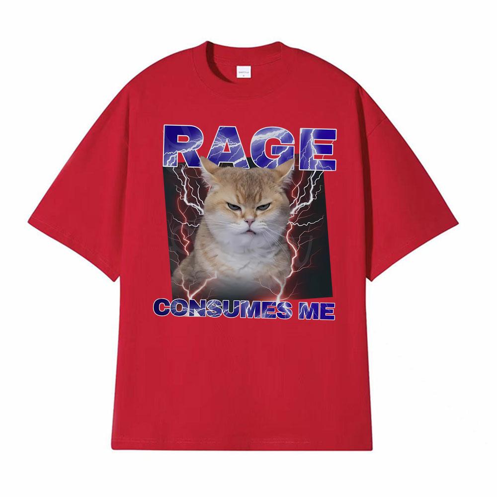 

Funny Rage Consumes Me Comfort Angry Cat Meme Graphic TShirts Mens Clothing Vintage Classic 100 Cotton Oversized T Shirt Tops S