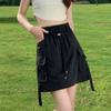 Drawstring Wide Half Leg Skirts Lace Up Causal Skirts Women Fashion Cargo Skirts  Summer