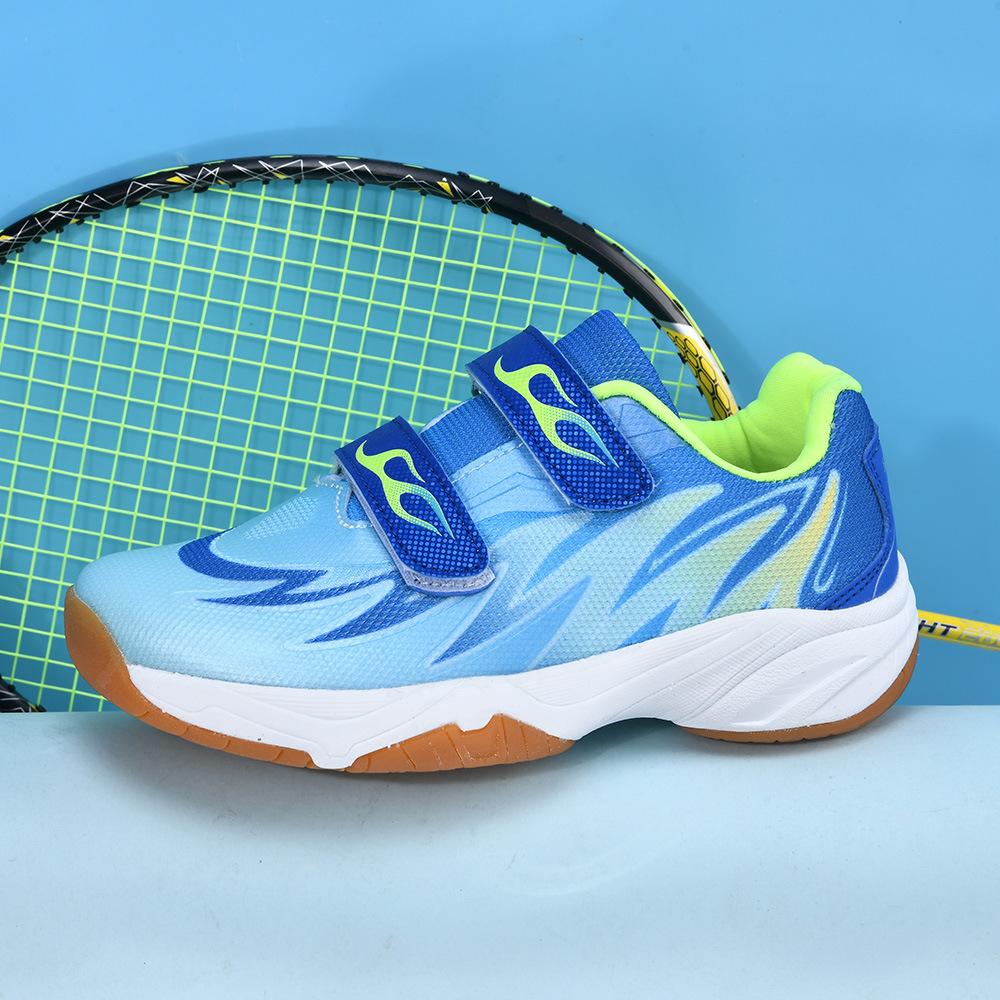 New Beacon Children and Adolescents Badminton Shoes Velcro Breathable Shock Absorption Non-slip Wear-resistant Table Tennis Training Shoes