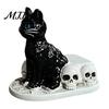 Collectible Resin Pet Sculpture Halloween Dog/Cat Skull Figurine, Gothic Animal Statue Party Atmosphere Decor for Desk Fireplace, Spooky Home Tabletop