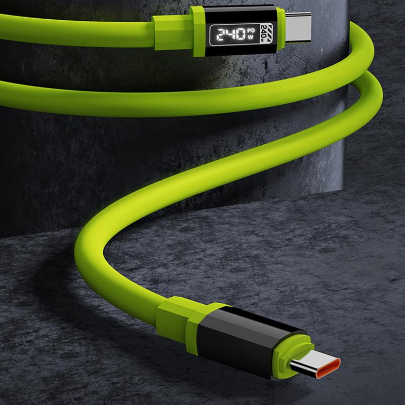 240W USB C Cable With Power Display Fast Charging Charger For IPhone 15 16 17 Samsung Xiaomi Huawei Phones Type C Cord 1-2m