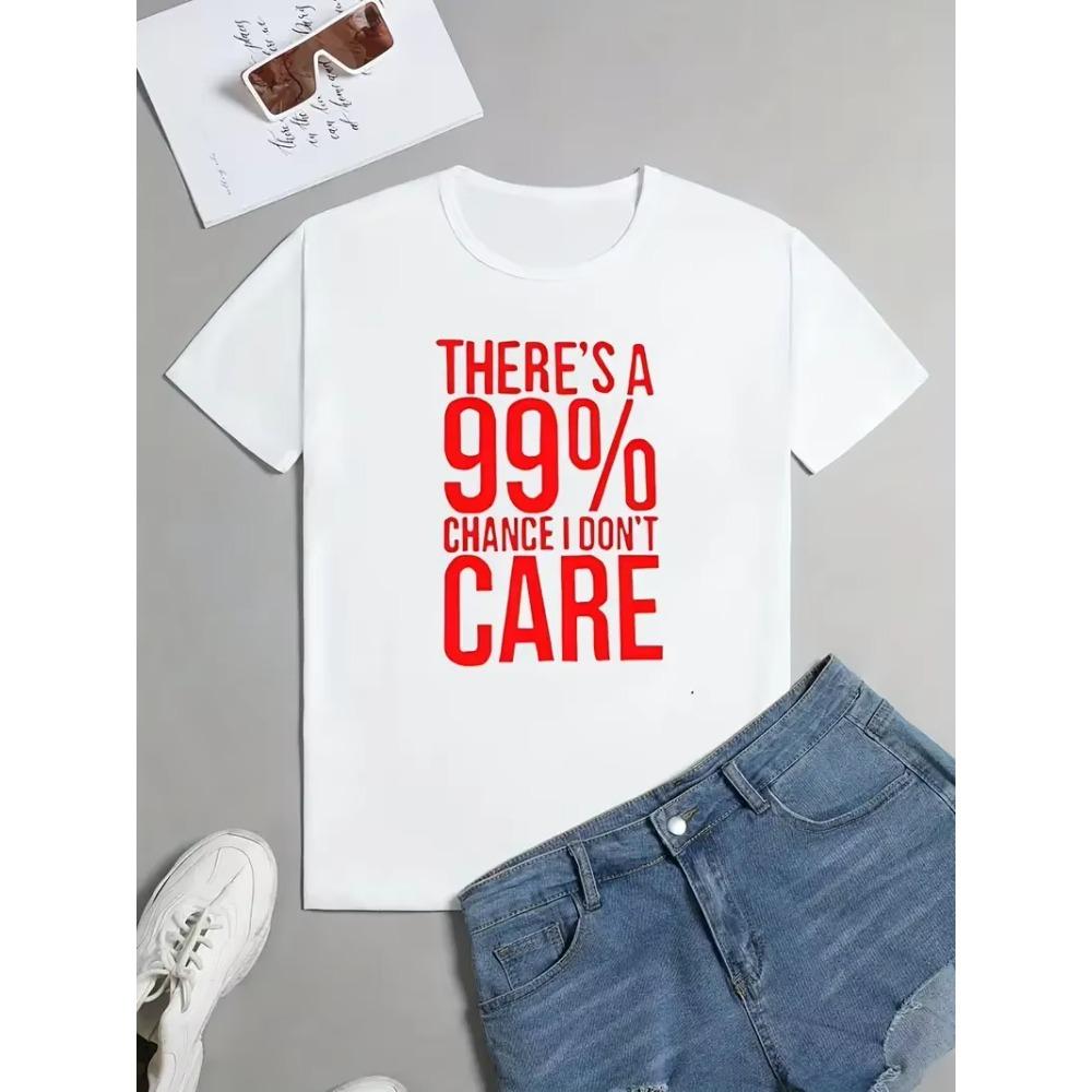 Enkel t-shirt med bokstavstryck Casual rund hals Kortärmad sommar-t-shirt Damkläder Rund hals Sommar-t-shirt Damtopp