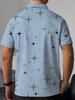 Men's Short-Sleeve Fashion Golf Light Blue Geometric Star Pattern T-Shirt, Casual Summer Graffiti Print Top with Pullover Collar