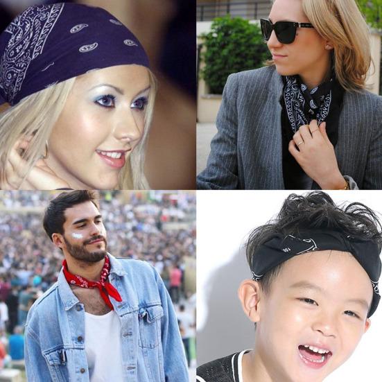 12Pcs Chic Unisex Floral Print Cycling Sport Square Bandana Head Scarf Headdress