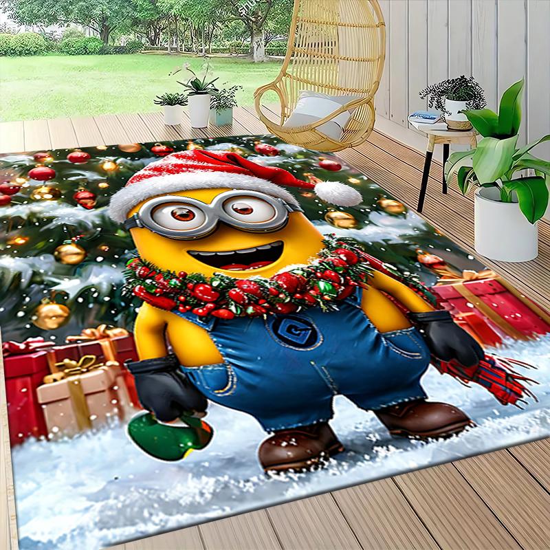 1Pc Christmas Minions Snowscape Carpet Rug Soft Washable Antislip Home Living Room Sofa Mats Personalized Christmas Rug