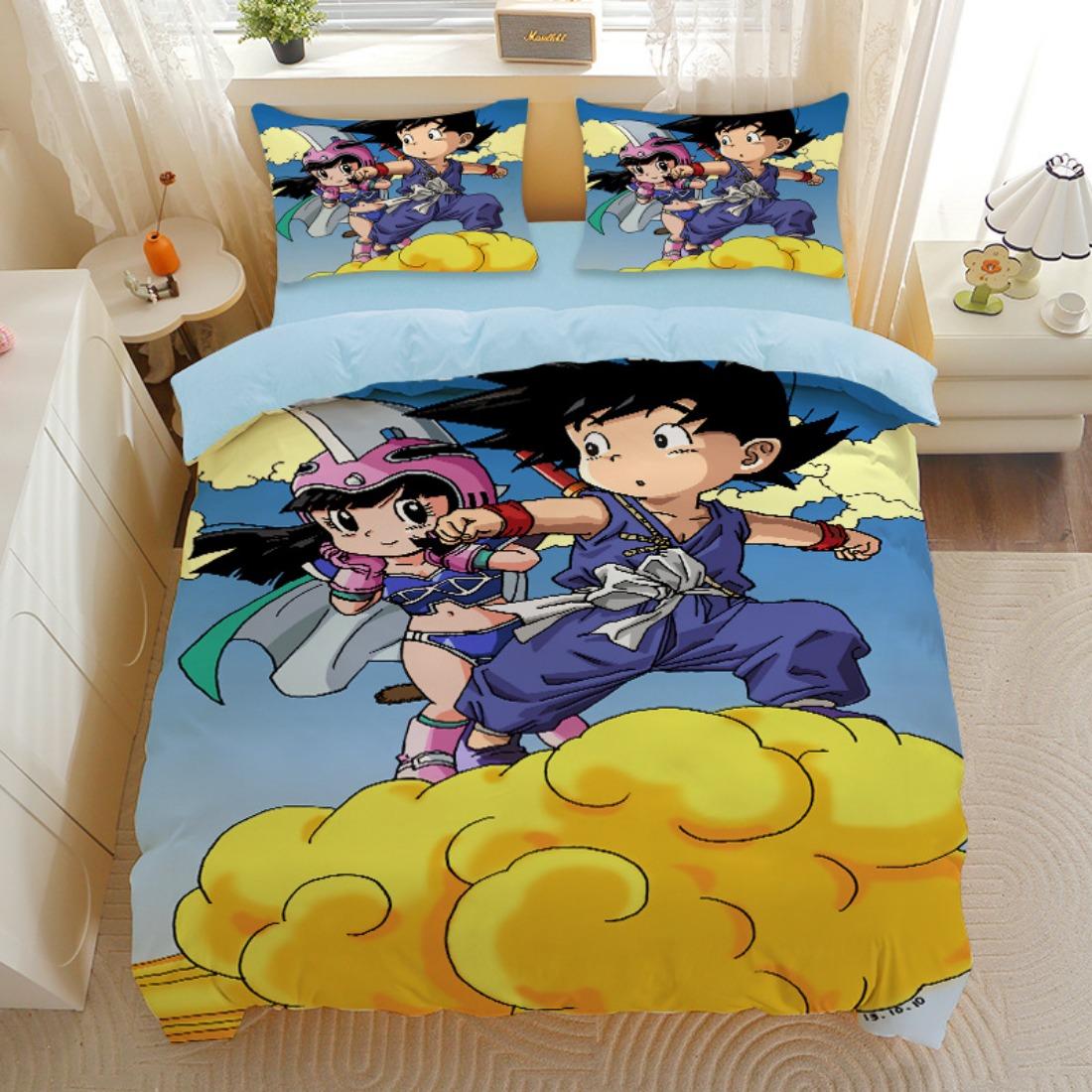 

Японське аніме Dragon Ball Постільна білизна Гоку Супер Саян Підковдра Наволочка 2/3шт 3D Принти для підлітків Покривало 135x200cm-2pcs
