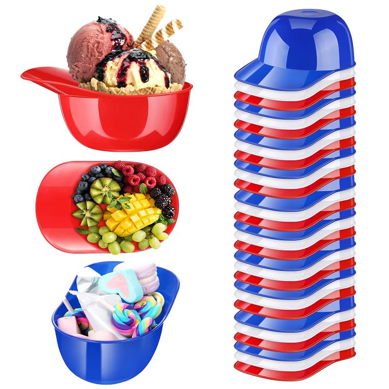 

Набор мисок для мороженого, бейсбольная кепка, красочные многоразовые многофункциональные мини-миски для десерта, вечерние 10 red +10 white +10 dark blue