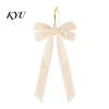 Soft Flannel Bow Ornaments Velvet Ribbon Xmas Pendant, Christmas Tree Ornament, Reusable Party Supplies Decorative Retro Style Hanging Pendant
