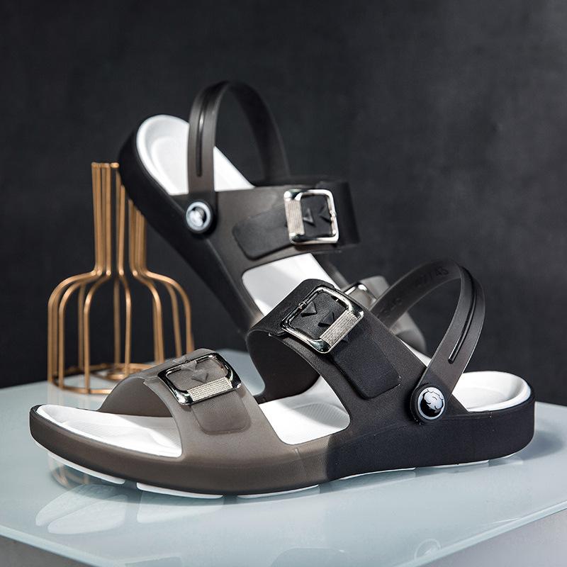Large Size Sandals Outdoor Dual-purpose Half-support Shoes Men's Buckle Beach Shoes One-word Drag Men