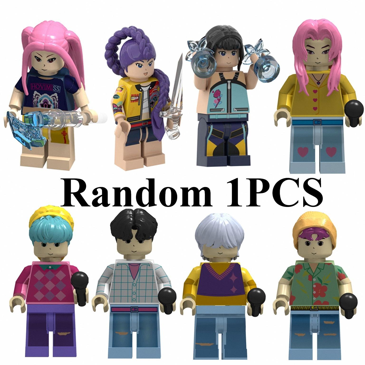 

KPop Мисливці на демонів, група мисливців на демонів, будують блоки з Люмі та збирають іграшкові будівельні блоки з ляльками