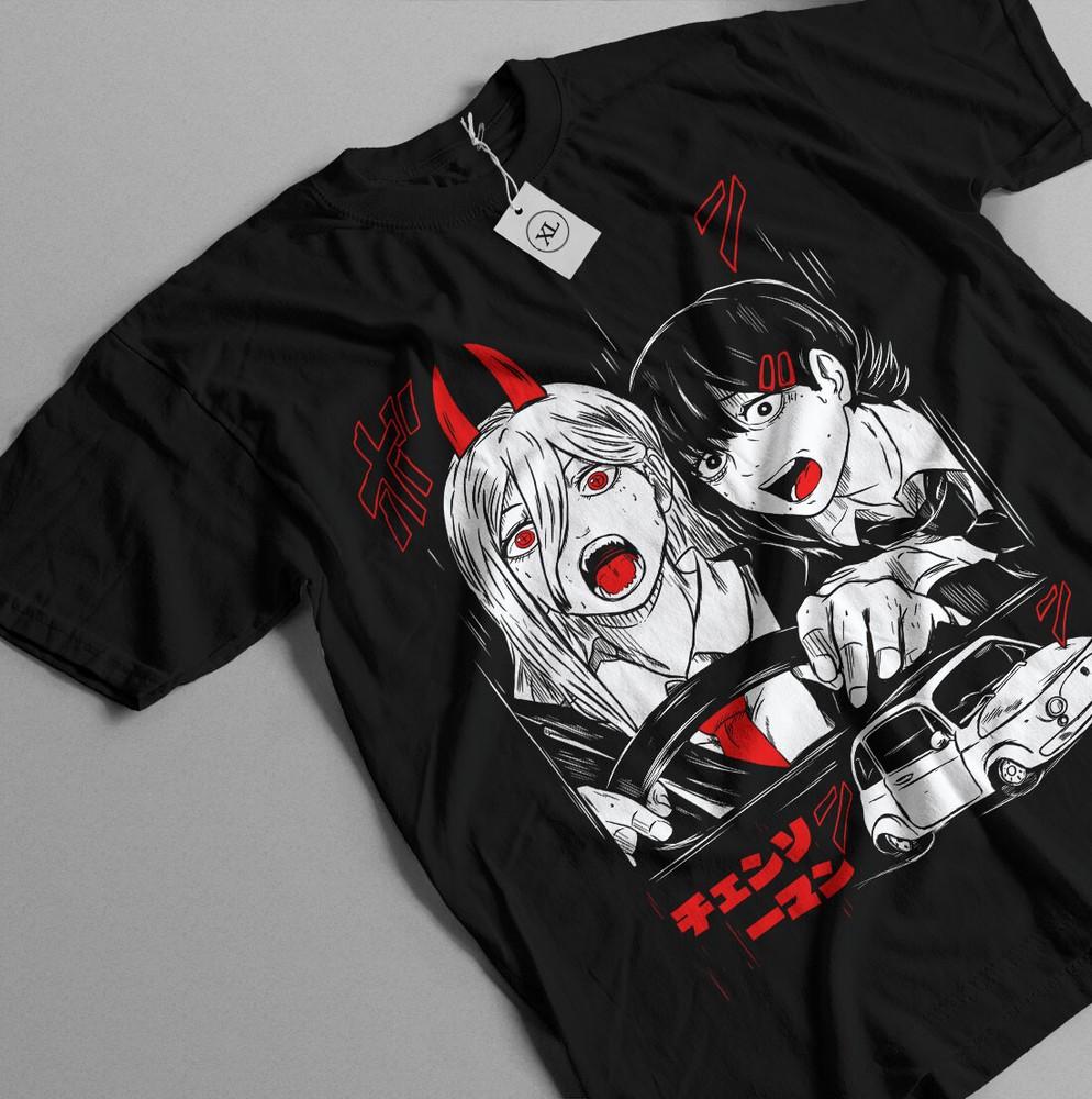 Chainsaw Man T-Shirt Chainsaw Man Anime CSM Denji Power Black Shirt All Sizes Unisex T-Shirt XL