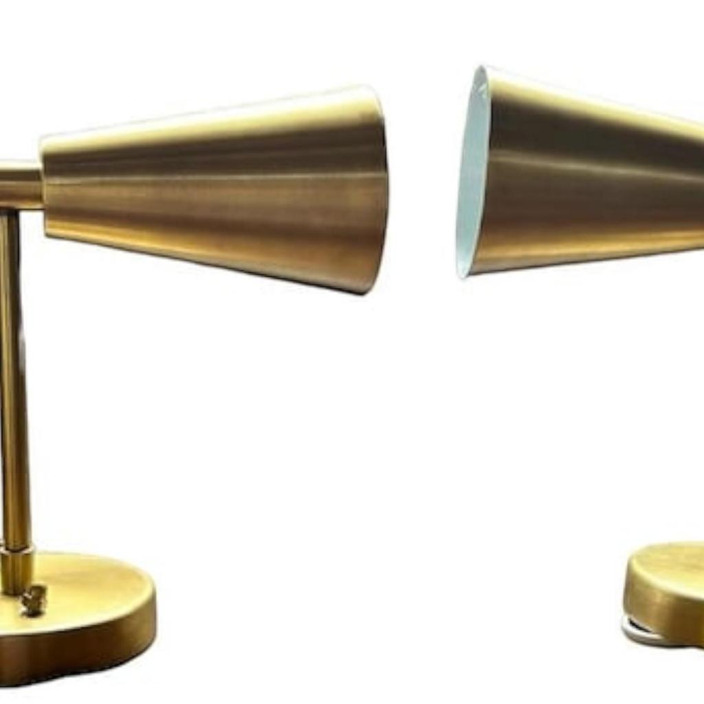 Pair of Brass Double Cone Bowtie Wall Sconce - Mid-Century Modern Diablo Sputnik Vanity Lights - Vintage Inspired Home Decor