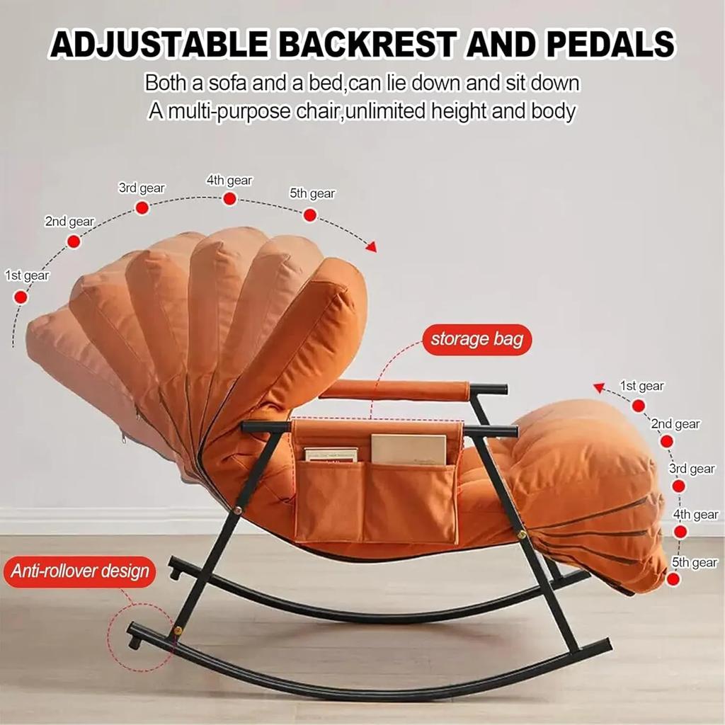Lazy Rocking Chair Sofa Chairs Technology Cloth Lounge Chairs Adjustable Backrest Washable Relaxation and Comfort Recliner Chair