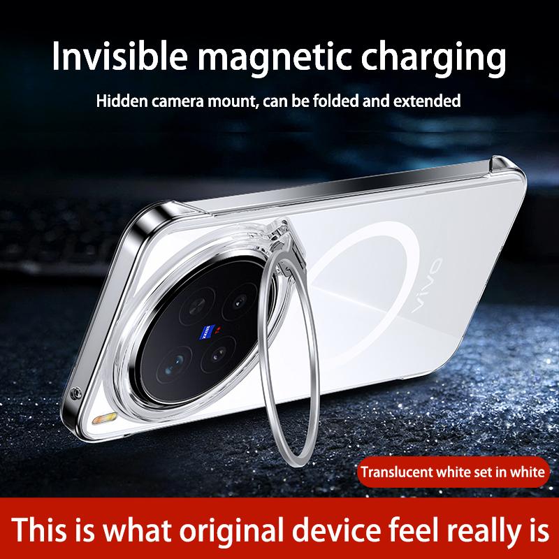 Electroplating Transparent for Magsafe Wireless Charging Phone Case for VIVO X300 X300Pro Frameless Lens Holder Protective Cover