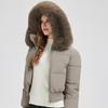 Small Design Short Polyester Cotton Clothes Women's Warm Winter New Fur Collar Hooded Jacket Waist Thickened Top