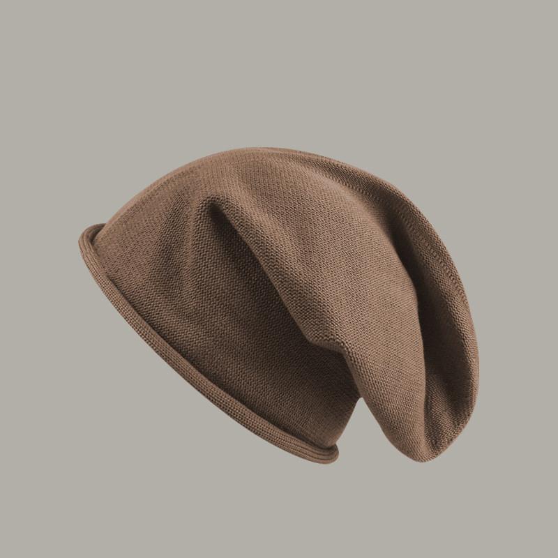 Oversize Knit Beanie Women Winter Warm Cap Round Top Texture Cotton Hat