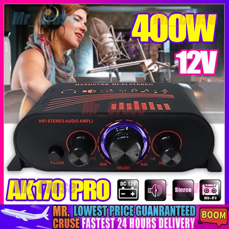 1000W AV-588BT 12V/220V Bluetooth Audio Amplifier with Equalizer and Display for Home Theater, Car, and MP3 Players with Illuminated Knobs AK-170 PRO
