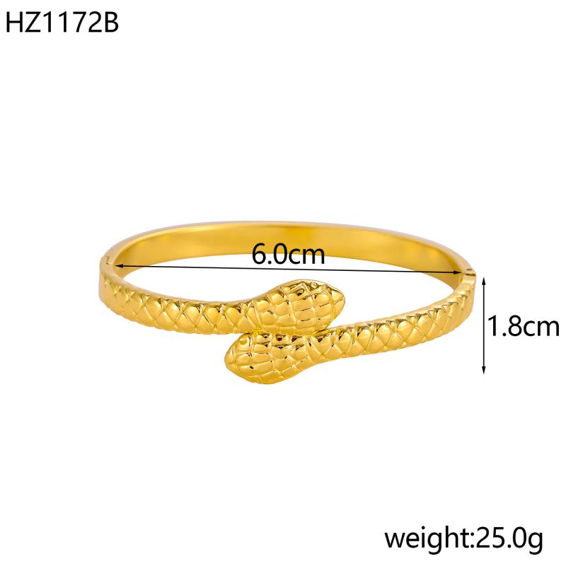 CARLIDANA Hammered Snake Stainless Steel Double Layer Cuff Bangle Water Wave Gold Plated Fashion Jewelry Bracelets Bangles