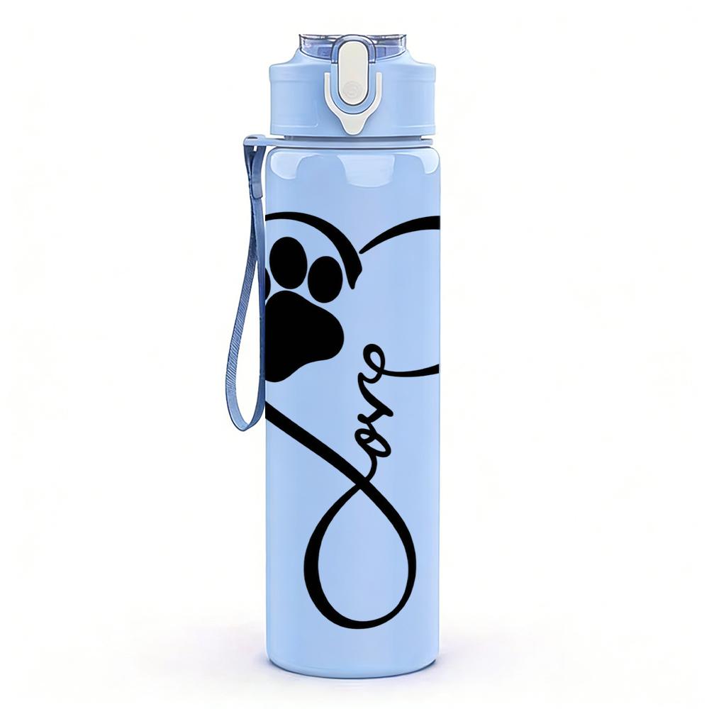 1PC Paw Heart Infinity Love Graphic,750ml Color Plastic Sports Water Bottle,Leakproof Flip Straw Lid,Suitable for Sports Office Home Use
