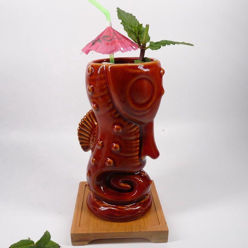 Personalized Creative TIKI Cup Hawaiian Style Seahorse-shaped Tiki Cup American Retro Cocktail Cup Mixing Glass Desk Decoration