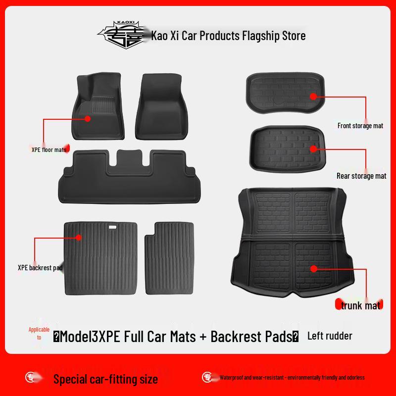 Eco-Friendly Waterproof XPE Car Floor Mats & Odorless Trunk Mat for Tesla Model 3/Y (L/R Drive)