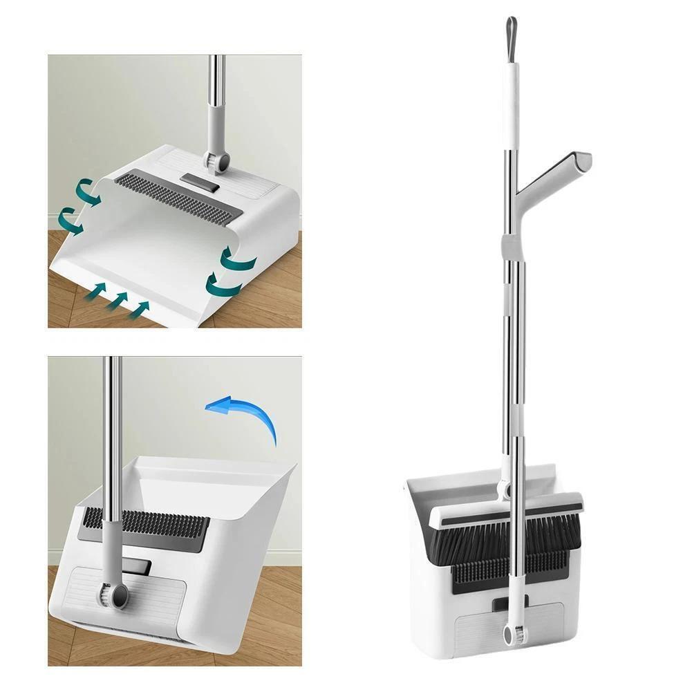 3 In 1 Broom Combo Set Broom Dustpan Squeegee Floor Brush Non-Stick Hair Broom Multifunctional Foldable Home Cleaning Tools