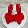 Super High Heels Summer Women Slippers Fur pointed toes Slip On Slides high heels 12cm sexy women sandals 33-45