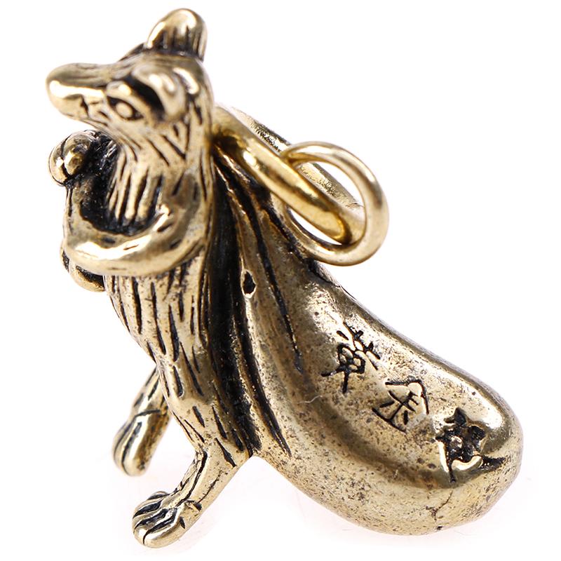 1pc Cuivre Tigre Petits Ornements Rétro Laiton Animal du Zodiaque Chinois Statue Tigre Figurines Porte-clés Pendentifs Décoration d'Intérieur Antique