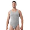 Mens U-Neck Fitness Bodysuit Sleeveless Crotch Snap Design Gym Workout Wear
