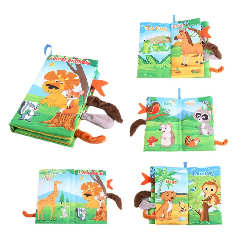 Baby Ocean Forest Flying Animal Tail Cloth Book Early Education Toy With Rustling Paper