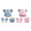 Kids Winter Hats Gloves Scarfs Set for Girls Boys Thickened Fleece Lined Knit Pompom Hat Mittens Neck Warmer Gaiter Set for 3-6 Years Toddlers