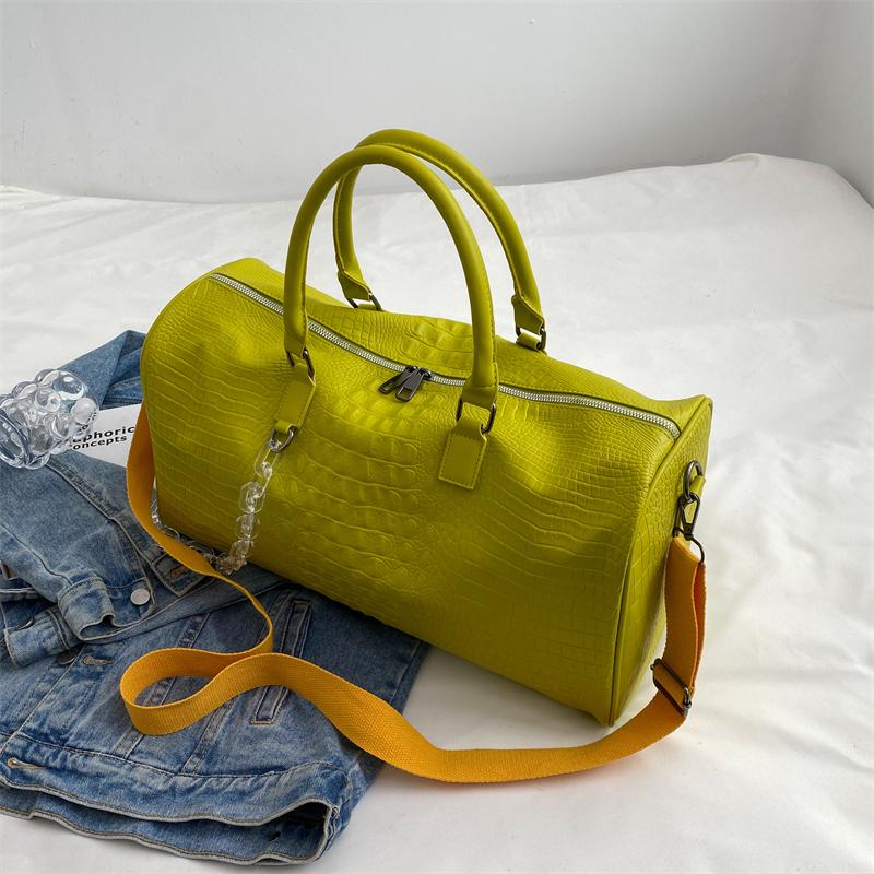 Borse da Viaggio Impermeabili con Texture Coccodrillo, Borsa a Mano Tote Capiente, Borse da Viaggio Duffel, Pelle PU, Borse Sportive Yoga Fitness da Donna
