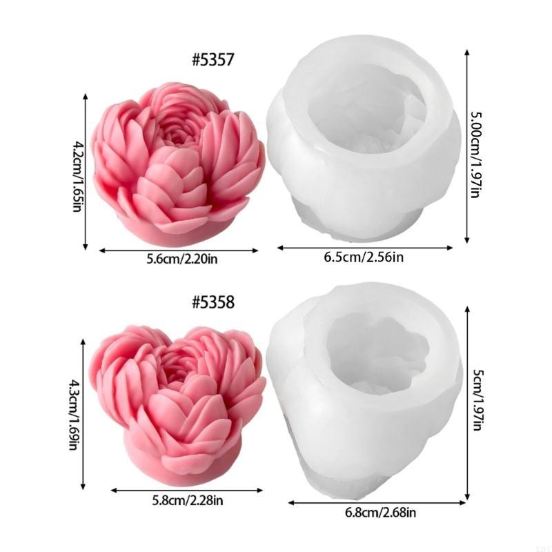 Silicone Moulds Peony Flower Molds Ornament Molds Epoxy Resin Molds Plasters Molds for Candle Making X3UC