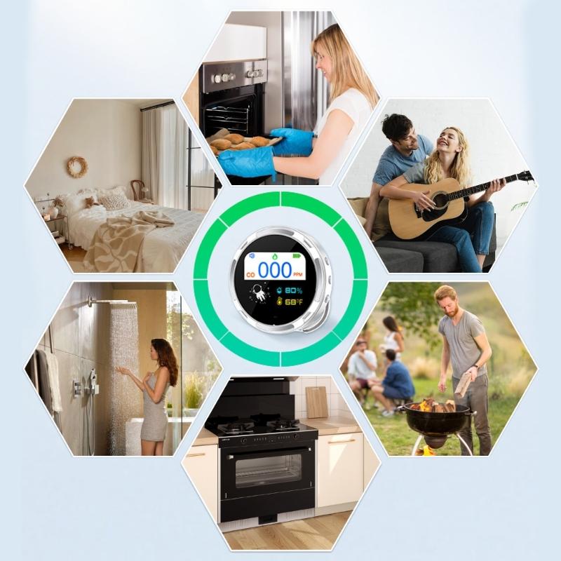 Carbon Monoxide Detector Rechargeable CO Detector with Alarm Carbon Monoxide Meter CO Detector for Car Hotel Room Travel