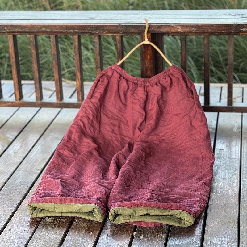 

Johnature Женские теплые широкие брюки с эластичным поясом, однотонные брюки, зимние свободные женские брюки с карманами L