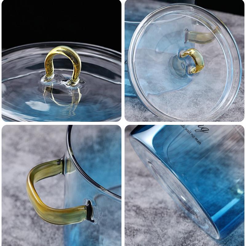 1500ML Glass Simmer Pot Transparent Gradient Glass Saucepan Household Heat-resistant Pot For Pasta Noodles Soup