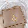 Star Moon Full Diamond Light Luxury Temperament Gorgeous Full Diamond Necklace Female Versatile Collarbone Chain Titanium Steel Chain