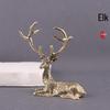 Estatueta de Alce em Latão Envelhecido: Estátua Decorativa de Alce Feita à Mão para Casa ou Escritório