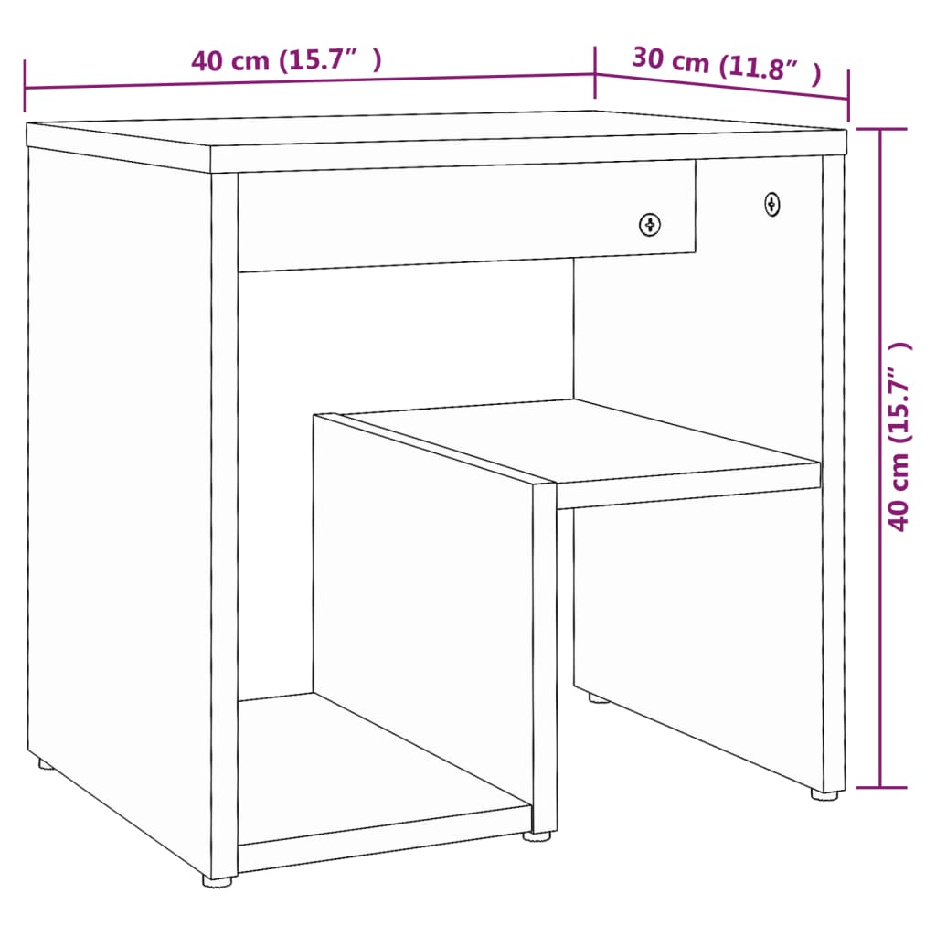 Nightstand Gray Sonoma 40 x 30 x 40 cm Particleboard