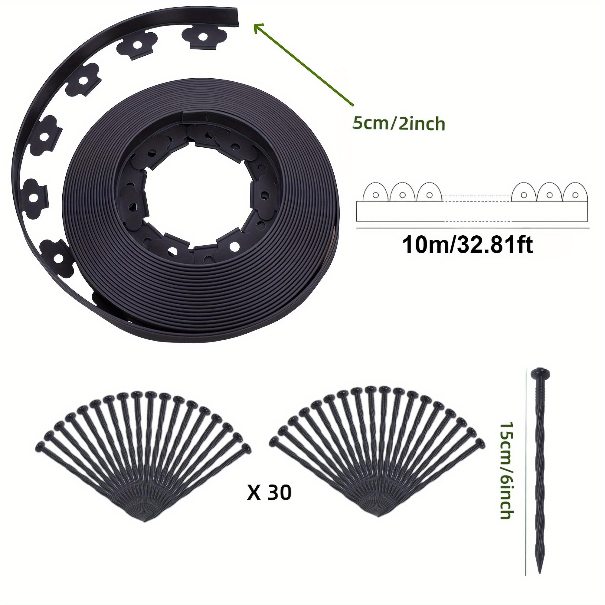 

10-метровый гибкий комплект для окантовки газона с 30 кольями, пластиковый бордюр без вскапывания для садовых цветников, газонов, дворовых дорожек, подъездных путей 10M чёрный