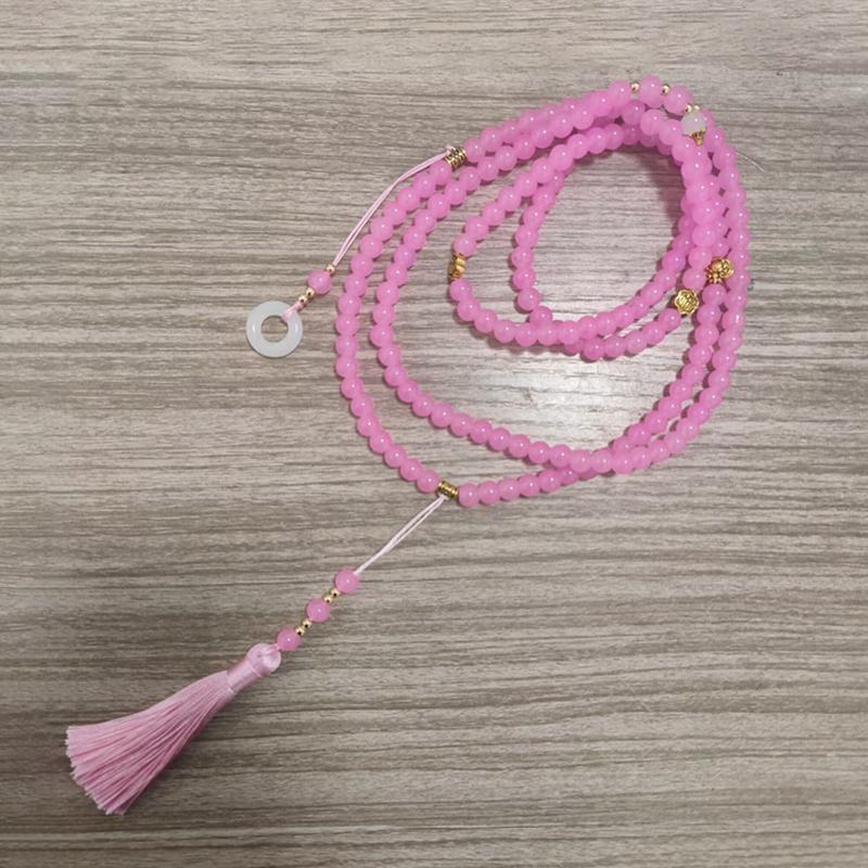 Retro Ethnic Style Necklace Chinese Style Beaded Tassel Choker Natural Stone Prayer Necklaces Women Cheongsam Necklace Jewelry