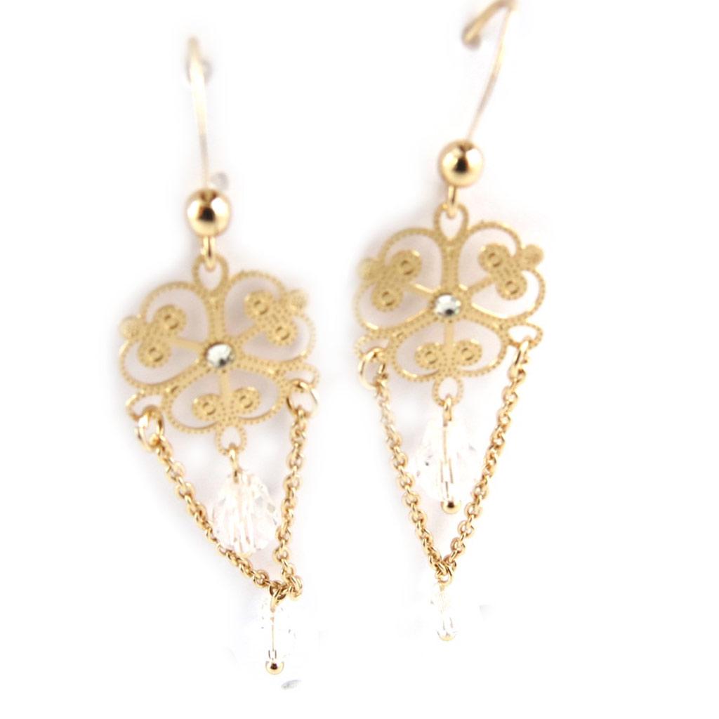 Les Trésors De Lily [M9396] - 'Carmen' Designer Earrings Pink Gold White