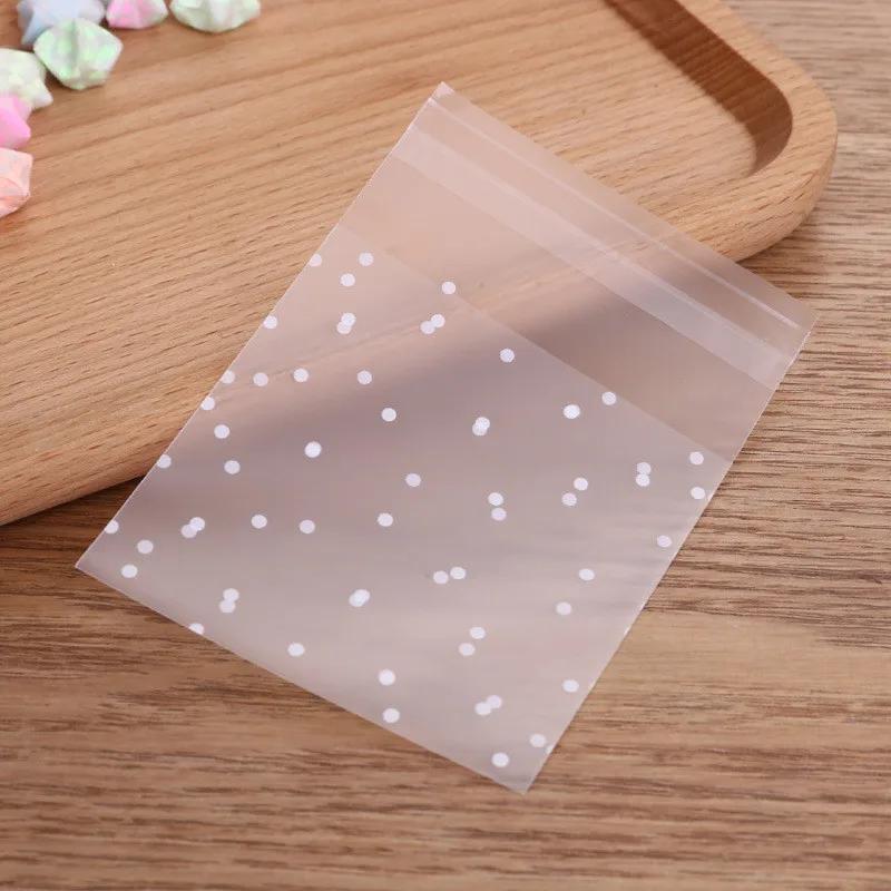 100Pcs Frosted Polka Dot Biscuit Snack Self-adhesive Snowflake Crisp Candy Party Gift Packaging Bags