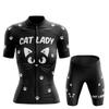 Women's Cycling Jersey Set Pink Cartoon Cat Summer Short Sleeve Breathable MTB Bike Cycling Clothing Maillot Ropa Ciclismo Mujer