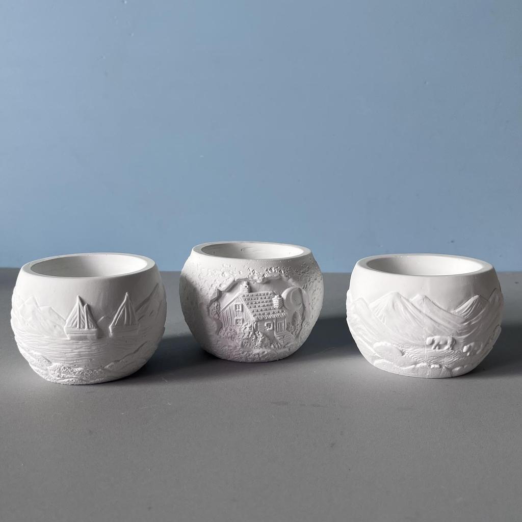 Sail Relief Cabin Candle Cup Silicone Mold Circular Potted Plant Gypsum Cement Mold