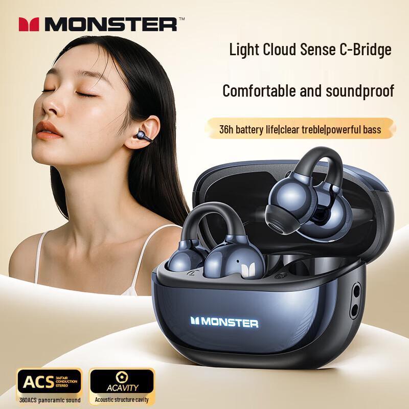 

MONSTER MQT58 Open-Ear Clip-on True Wireless Bluetooth Earbuds