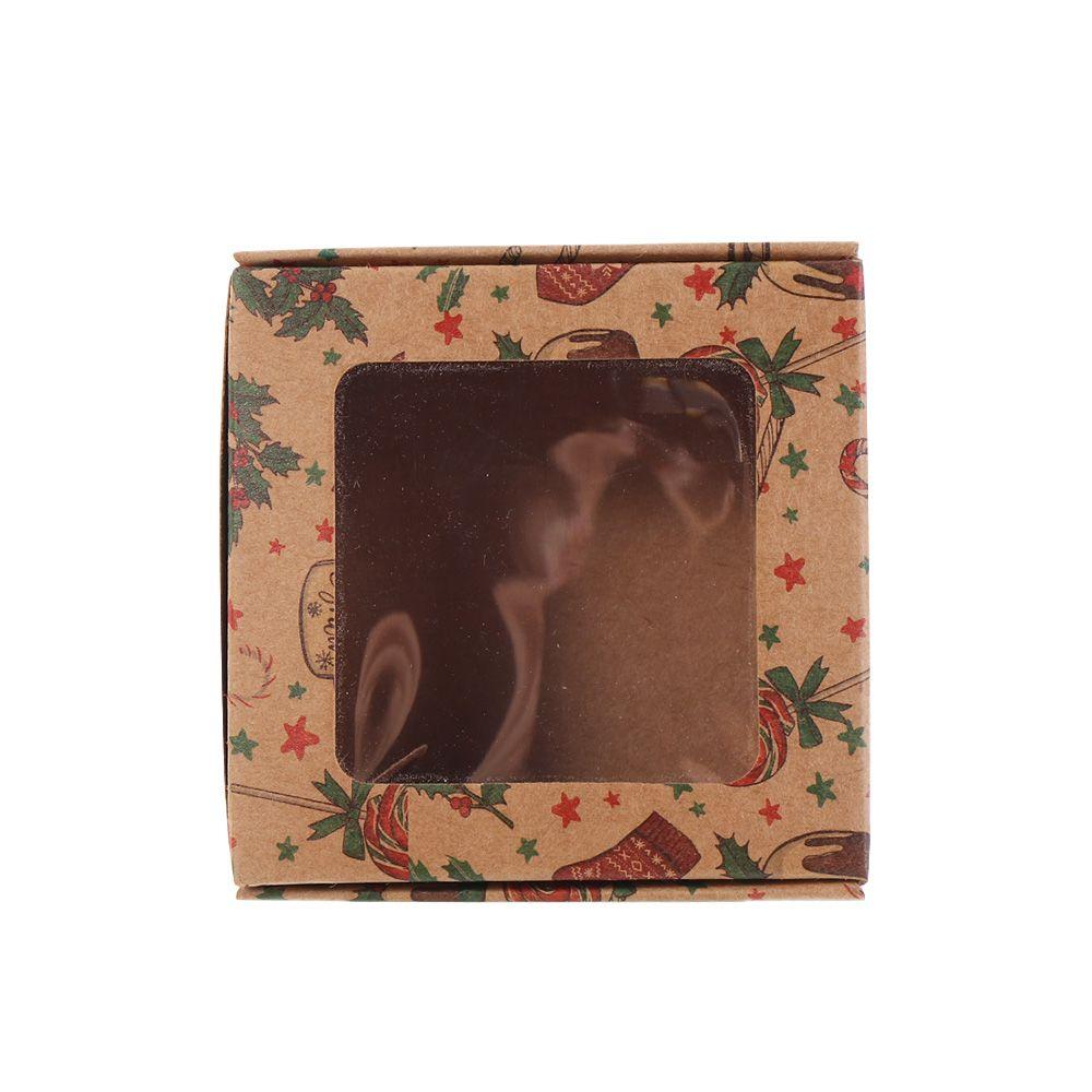 новая подарочная коробка DIY разных размеров с окошком из крафт-картона рождественские подарки коробка упаковочная коробка 4