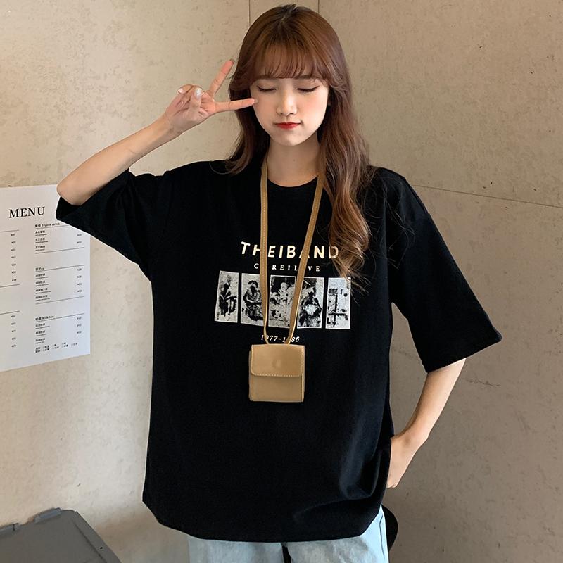 Coreano estate casual t-shirt larga donna streetwear harajuku lettera stampa manica corta t-shirt donna y2k top vestiti vintage